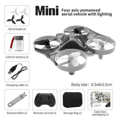 Novo x20 mini drone rotativo luz colorida quadcopter drone rc aeronaves avião b