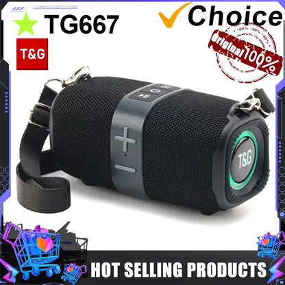 Caixa de som T&amp;G TG667 Crossbody LED Light Portátil Bluetooth Speaker Outdoor Pequeno e
