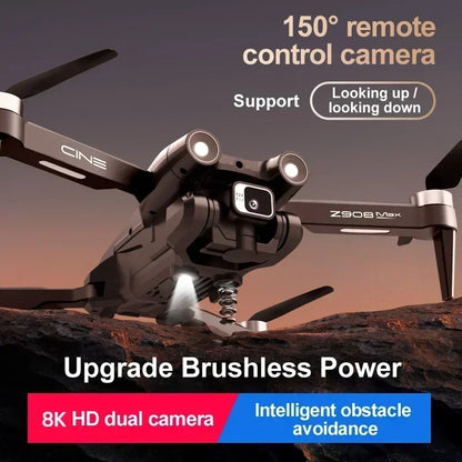 Z908 Pro Max Dobrável Quadcopter Drone, Câmera dupla HD Profissional, Motor se