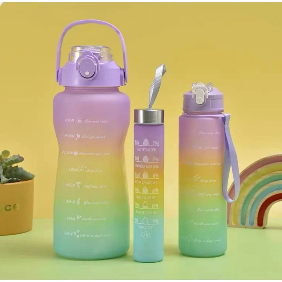 KIT 3 GARRAFAS Motivacionais (2000ml de Água com Adesivos 3D Motivacional)