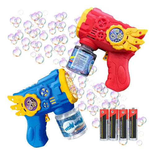 (Compre 1 e Leve 2) Brinquedo Maquina Bolha De Sabão Pistola Com Luz + Pilhas