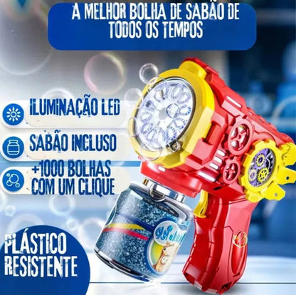 (Compre 1 e Leve 2) Brinquedo Maquina Bolha De Sabão Pistola Com Luz + Pilhas
