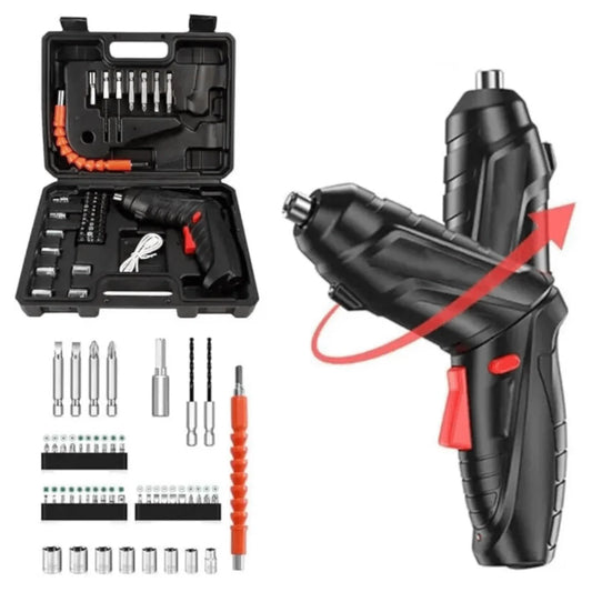 Kit Parafusadeira/Furadeira 48 Peças Bateria USB – Dupla Posição Premium