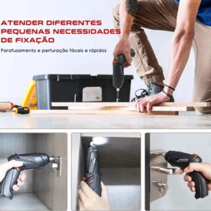 Kit Parafusadeira/Furadeira 48 Peças Bateria USB – Dupla Posição Premium