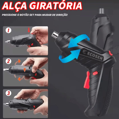 Kit Parafusadeira/Furadeira 48 Peças Bateria USB – Dupla Posição Premium