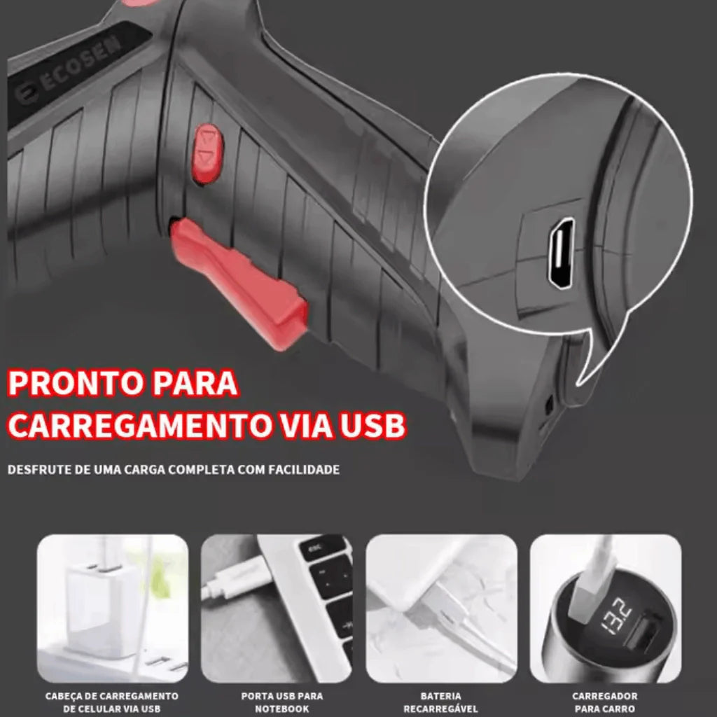 Kit Parafusadeira/Furadeira 48 Peças Bateria USB – Dupla Posição Premium