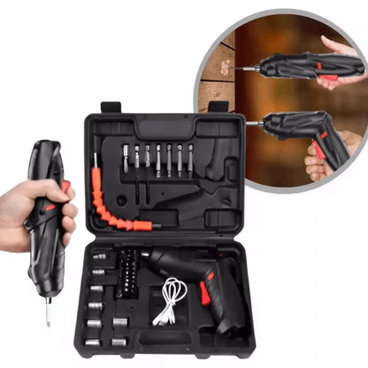 Kit Parafusadeira/Furadeira 48 Peças Bateria USB – Dupla Posição Premium